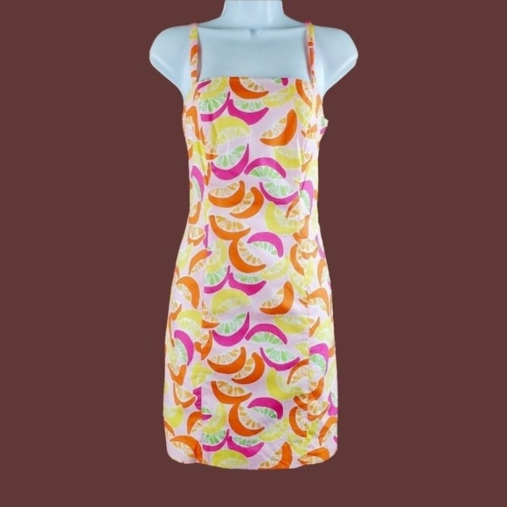 Lilly Pulitzer Womens Ex-Squeeze Me Pink Citrus Orange Lemon Mini Dress Size 0
